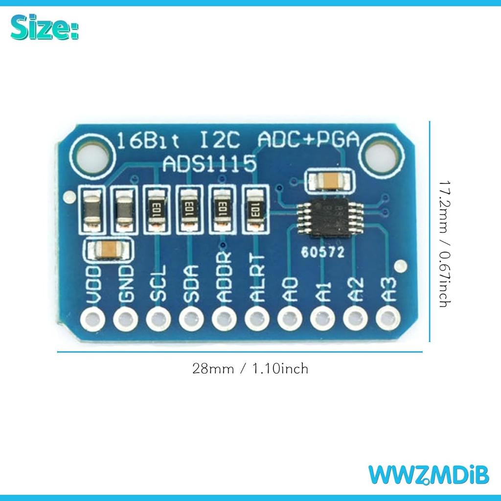 WWZMDiB 4Pcs ADS1115 16 Bit 16 Byte 4 Channel I2C IIC Analog-to-Digital ADC PGA Converter for Arduino Raspberry Pi DIY and Other Experiments