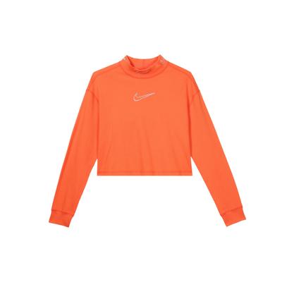 Vêtements de sport Décontracté Col montant Crop T-shirt manches longues Femme Hauts Team-Orange CZ4421-891