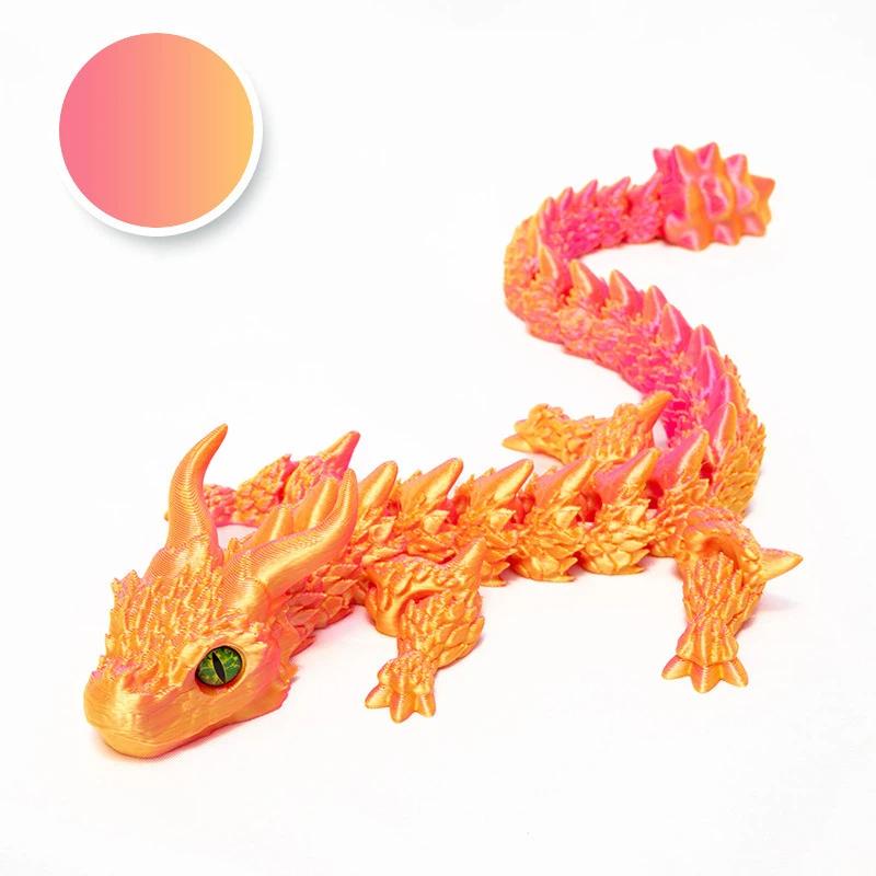 Fun 3D Printed Articulated Dragon 30cm Fidget Craft Ornament Cute Desktop Decor Gift for Children Adults Home Office Use