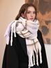 Fashion Plaid Print Scarf Tassels Shawl For Women Winter Warm Wraps Thick Pashmina Muffler Outdoor Coldproof Shawl  Scarves
