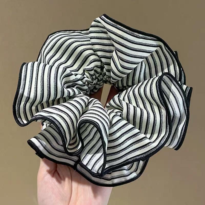 

Корейская черно-белая полосатая резинка для волос «Толстая кишка» - Женская 2025 четырехслойная веревка для пучка волос