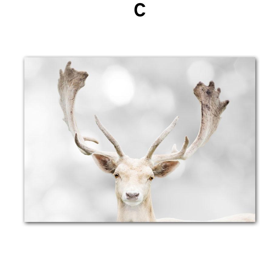 Wall Art Canvas Painting Christmas Deer Snow Pine Tree Train Winter Living Room Decoration Posters And Prints Home Wall Pictures