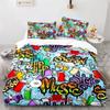 Set Copripiumino Graffiti King Set Biancheria da Letto Microfibra Hip Hop Moderno Street Art Copripiumino Per Bambini Ragazzi Decorazione Camera da Letto Giovani