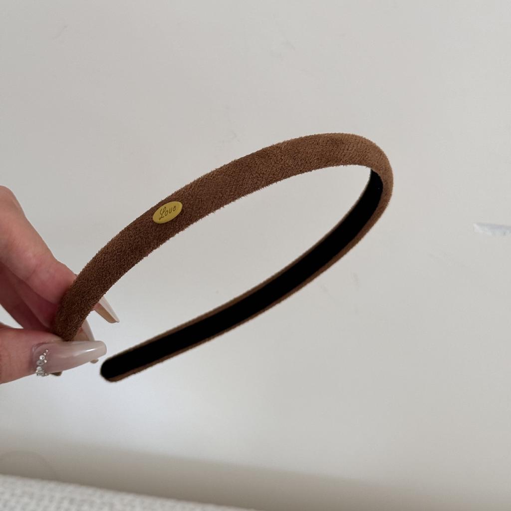 Schmales Wildleder-Stirnband für Herbst und Winter, Einfaches einfarbiges feines Stirnband zum Zurückstecken der Haare