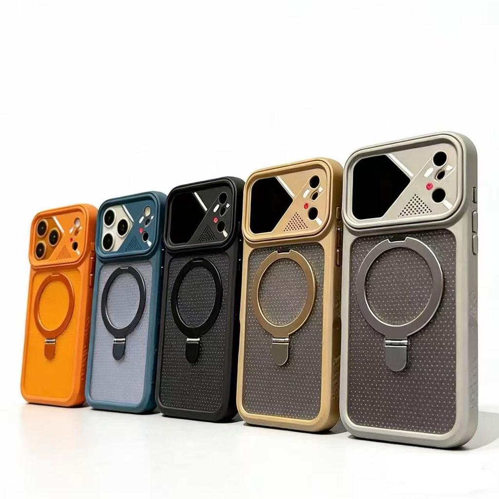 Magnetic Suction Bracket Is Suitable for Apple 17promax Mobile Phone Case 15 Mecha Frame iPhone16 Matte AI Button Case.