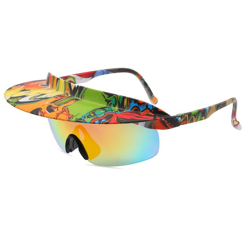 Men'S And Women'S Colorful Hats, Sunglasses, Personalized Brim Sunglasses, Large Frame Cycling Glasses