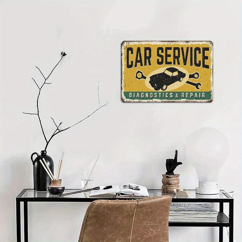 2D flat 30*20cm Wooden Car Service Vintage Rusty Sign, Multipurpose Outdoor Decor For Garage, Porch, Cafe, Bar, Man Cave, Farmhouse Kitchen, Rustic