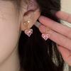 Luxury Pink Heart Pendant Necklace and Earrings Set, Sexy Y2K Trend Fashion Jewelry, Zinc Alloy, Daily & Party Wear - Ideal Valentines Gift for Her -
