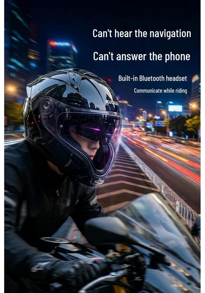 Cool Rider Bluetooth Full Face Motorcycle Helmet: Safe, Long Battery Life, Built-in Earphones, Wide View for Navigation