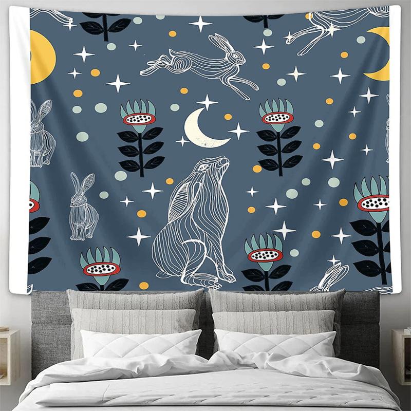 Bohemian Tapestry Wall Hanging Moon Cat Art Aesthetic Room Decor Dorm Room Wall Decor Nature Tapestry Celestial Wall Art Home De