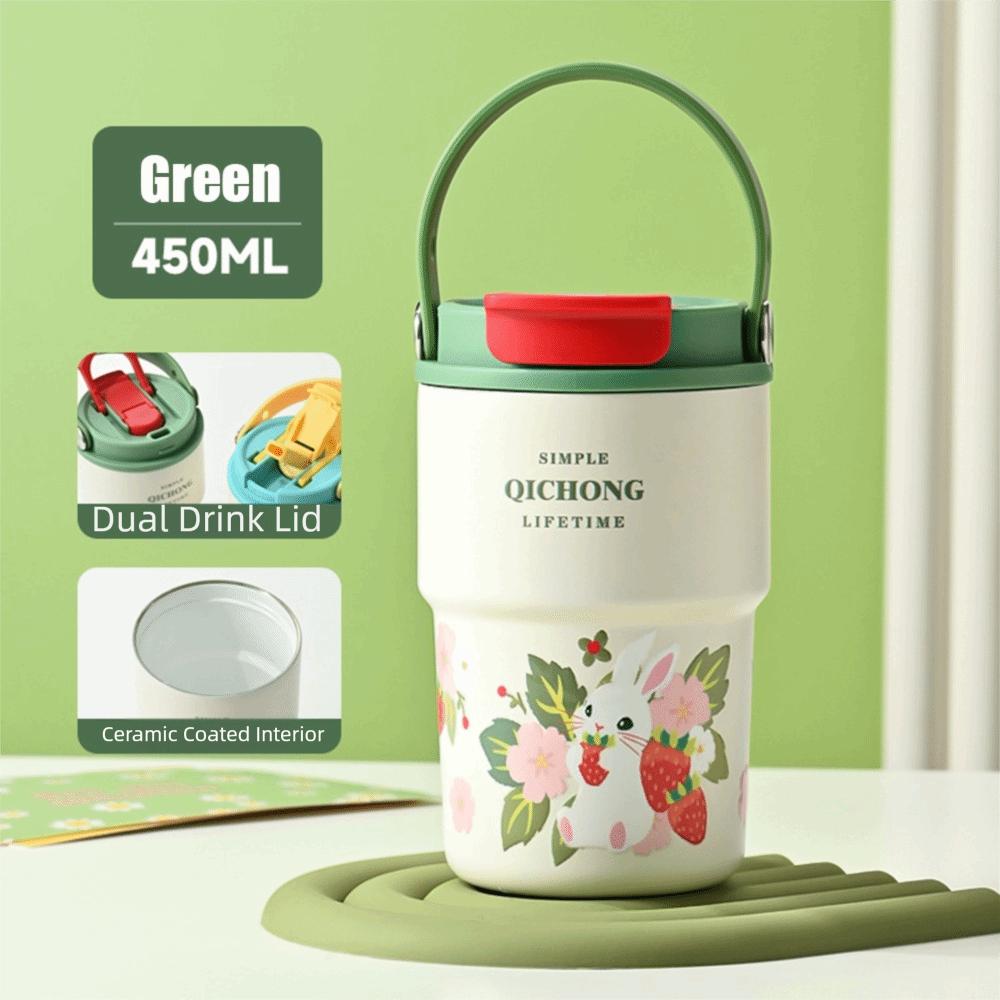 

450ML Insulated Cup Handle Coffee Cup New 316 Stainless Steel Thermos Cup Gifts Green-450ml
