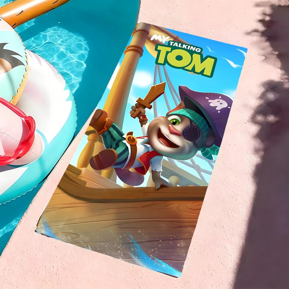 Asciugamano T-Talking Tom & Friends in Microfibra, Asciugatura Rapida, Senza Sabbia, Fibra Ultrafine, Super Morbido.