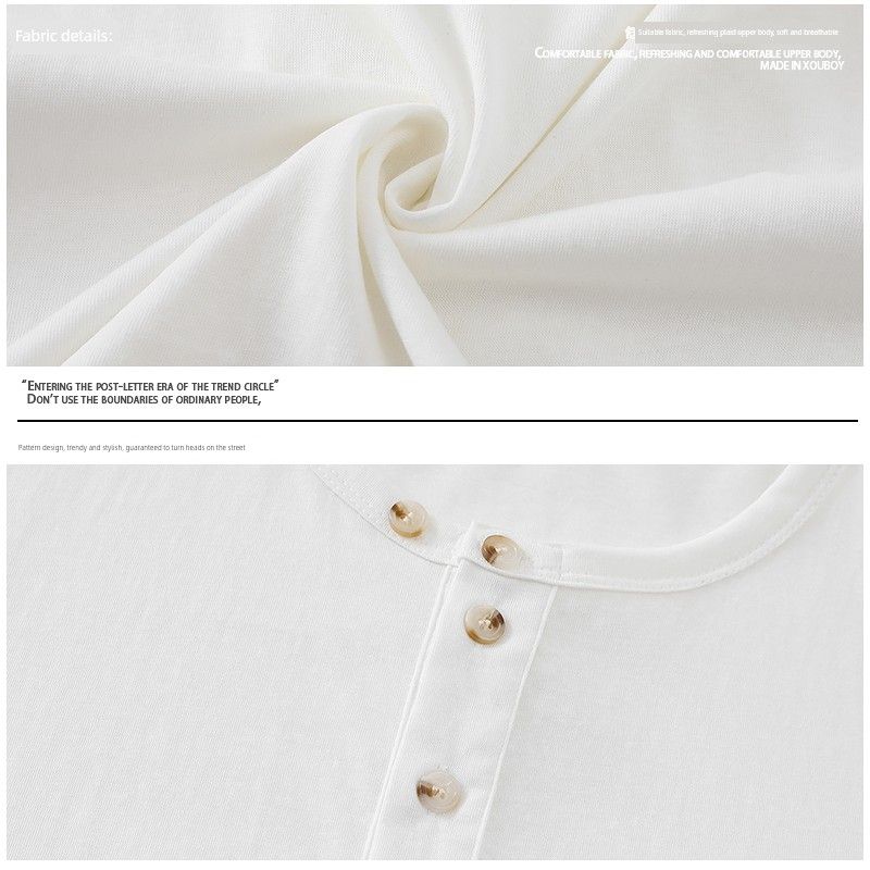 51 Hip-hop American Cleanfit Solid Henry Collar Long Sleeves Shirt Men's Autumn Loose Simple Casual Bottoming Shirt