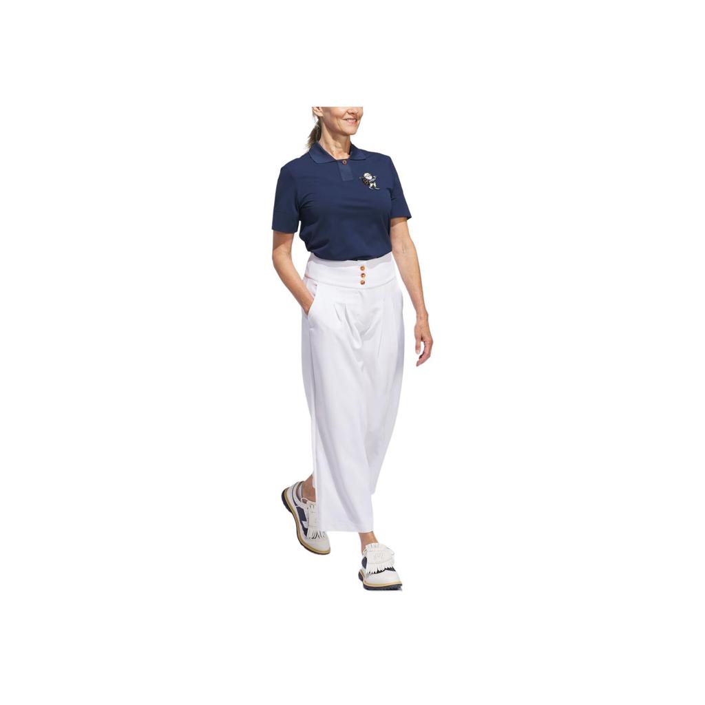 Adidas Solid Color Polo Shirt With Straight Fit And Short Sleeves Women Tops Navy-Blue IP9220