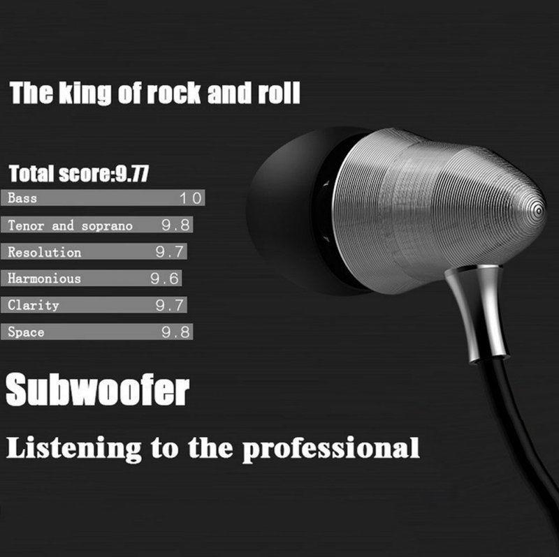 Headphones Silver Wired Outdoor Sports Metal Material Earphone Fashion Gift
