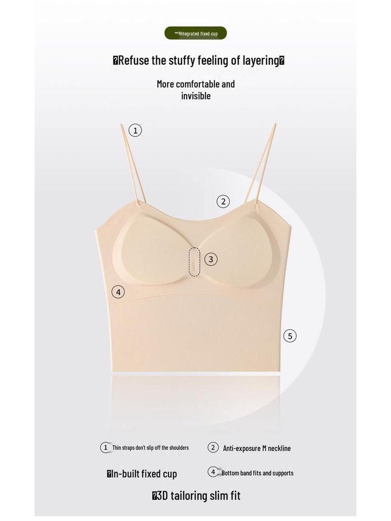 Geripptes Damen-Camisole mit Brustpolstern - Sommer-Weste BH & Oberbekleidungstop