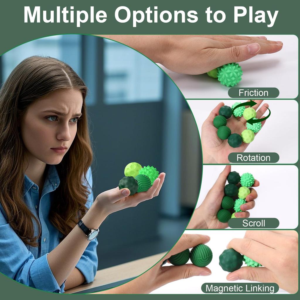 Bolas sensoriais magnéticas de silicone, brinquedo antiestresse para crianças e adultos, brinquedo sensorial para alívio da ansiedade e estresse, bolas de silicone para autismo e alívio da ansiedade