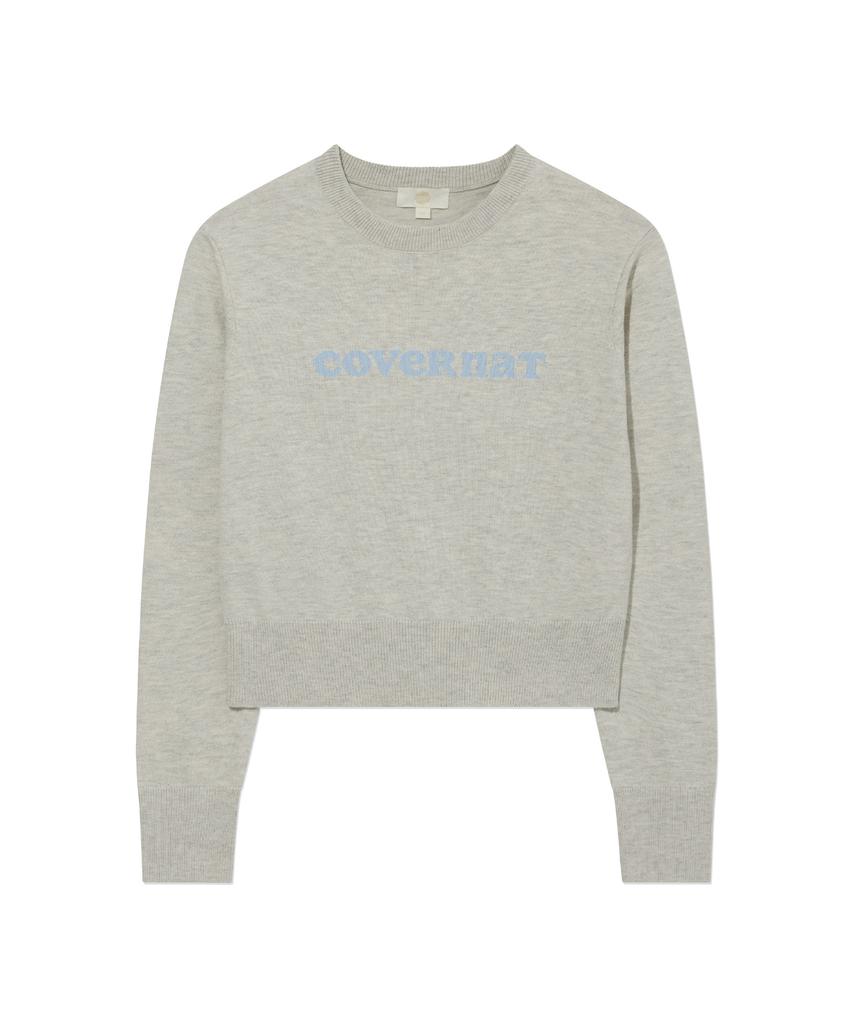 COVERNAT WOMAN Cooper Logo Round Neck Knit Heather Gray