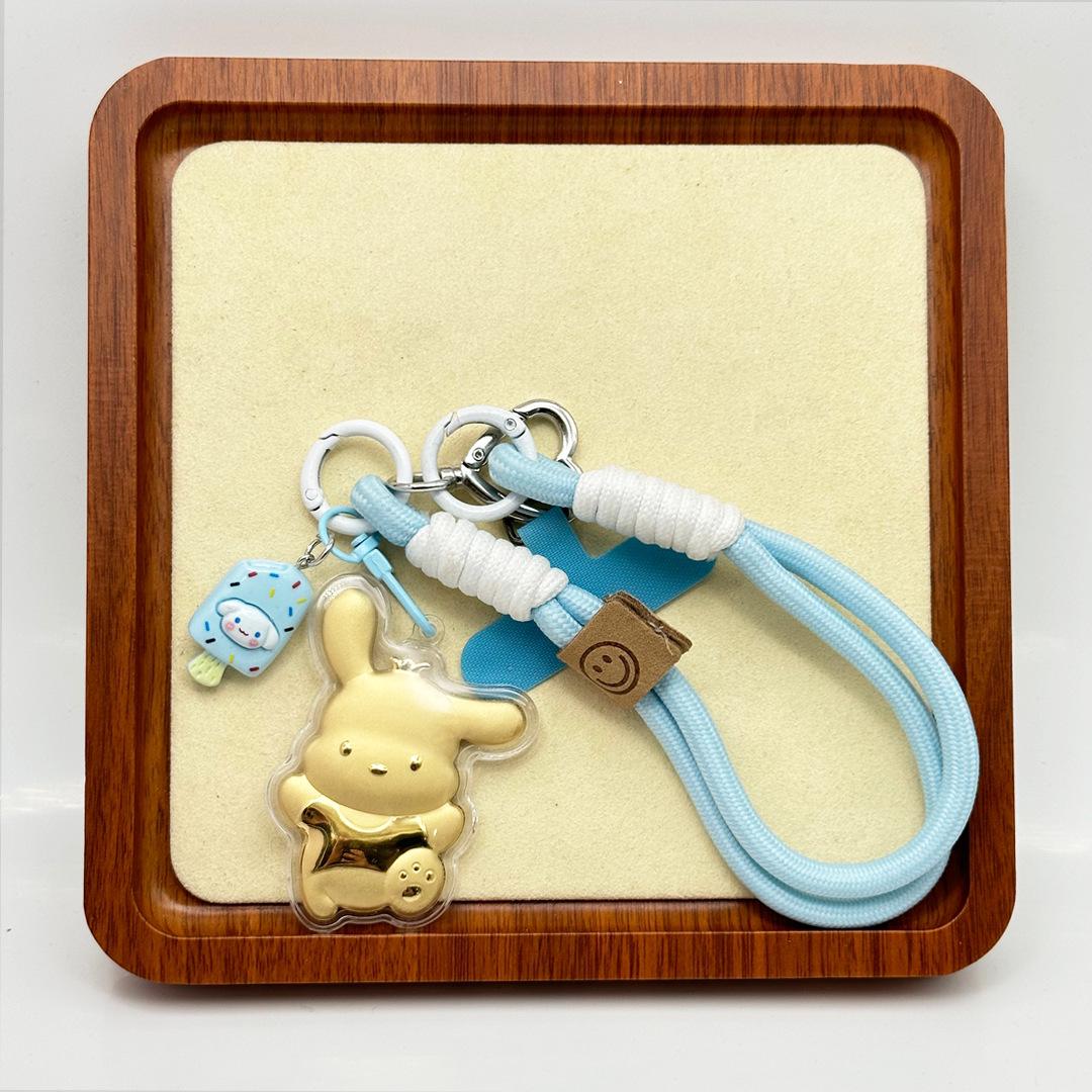 Cute Pacha Dog Cartoon Puppy Keychain Pendant - Bag & Car Ornament Gift With Gold