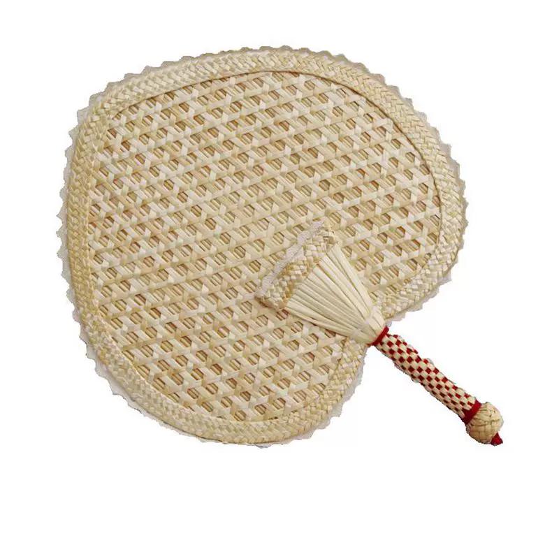 Straw Fan Old-Fashioned Fan Summer Hand-Cranked Kids Mosquito Repellent Palm-Leaf Fan Hand-Woven round Fan Chinese Style Classical