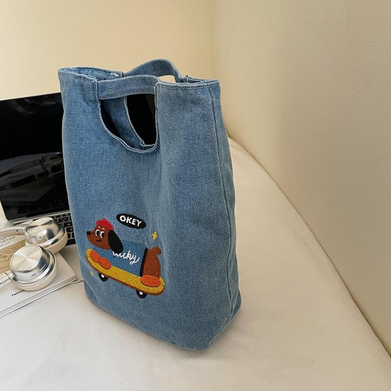 Dog Pattern Denim Bag Handbag Women's Large Capacity Shoulder Bag