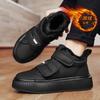 Velcro Men's Shoes Winter Velvet Warm High-top Cotton Shoes Black Thick-soled Fur Integrated Waterproof and Non-slip Snow Boots