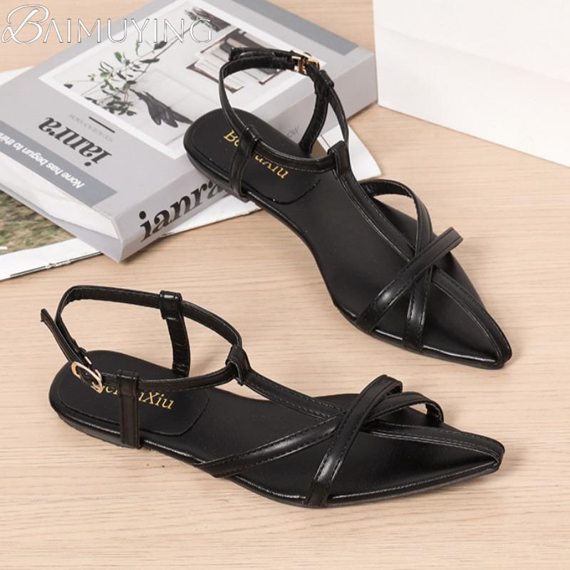 Mode Dam Spetsiga Ballerinaskor Sandaler Slingback Skor Sommar 2025 Klänning Tofflor Strand Casual Skor Designer Retro Sandalias De Mujer