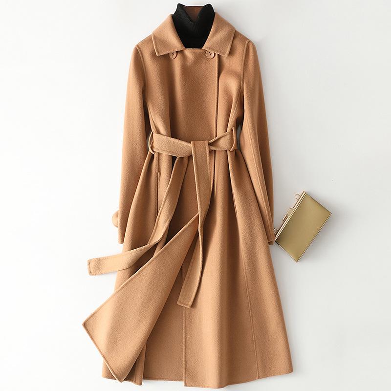New double-sided cashmere coat female slim and thin Hepburn long oversize woolen coat