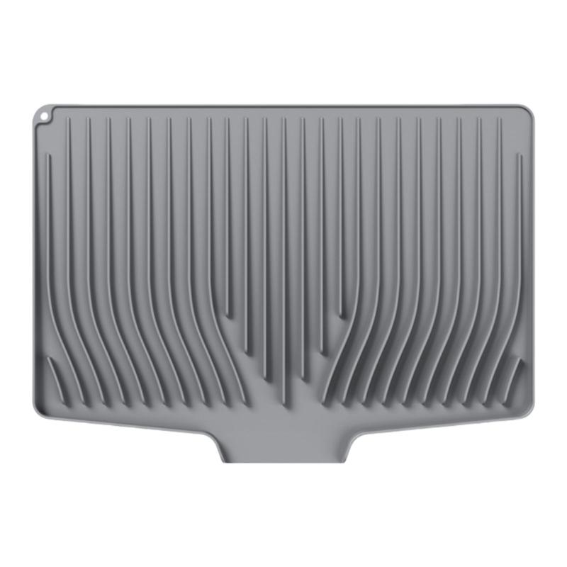 Sloped Silicone Counter Mats For Dishes Utensils Heat Resistant Drying Pad With Built In Water Drainage