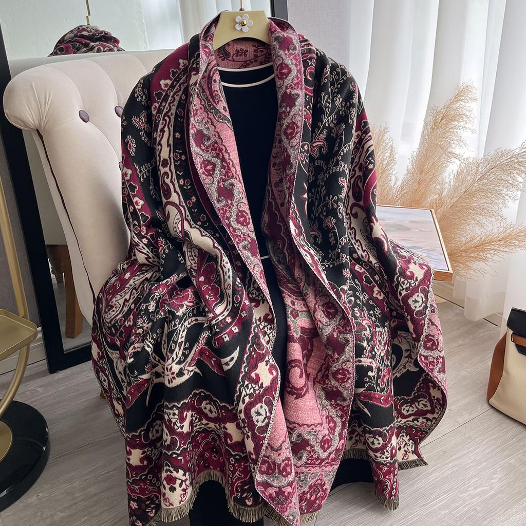 Women's Winter Luxury Imitation Cashmere Paisley Pashmina Scarf Shawls Wraps Bufanda Hijab Travel Echarpe Warm Blanket