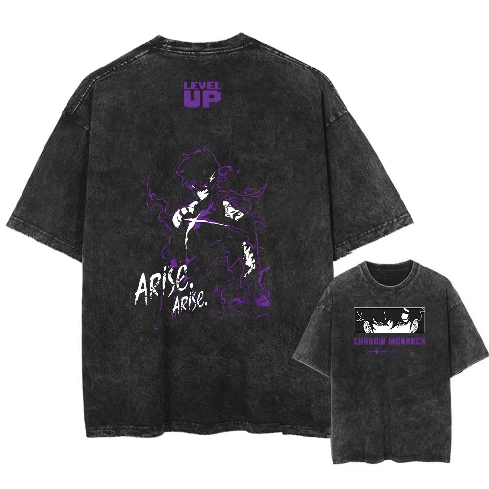 Vintage Men's T-shirt Japanese Anime Graphic Print Harajuku Streetwear Washed Short Sleeve T-Shirt Men Tops