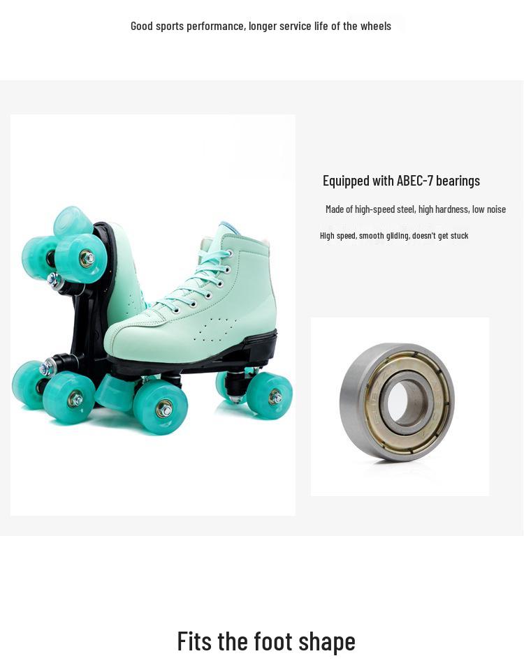 Adult Unisex Double Row Roller Skates, Breathable Purple Leather, Jelly Wheels, Four-Wheel Design