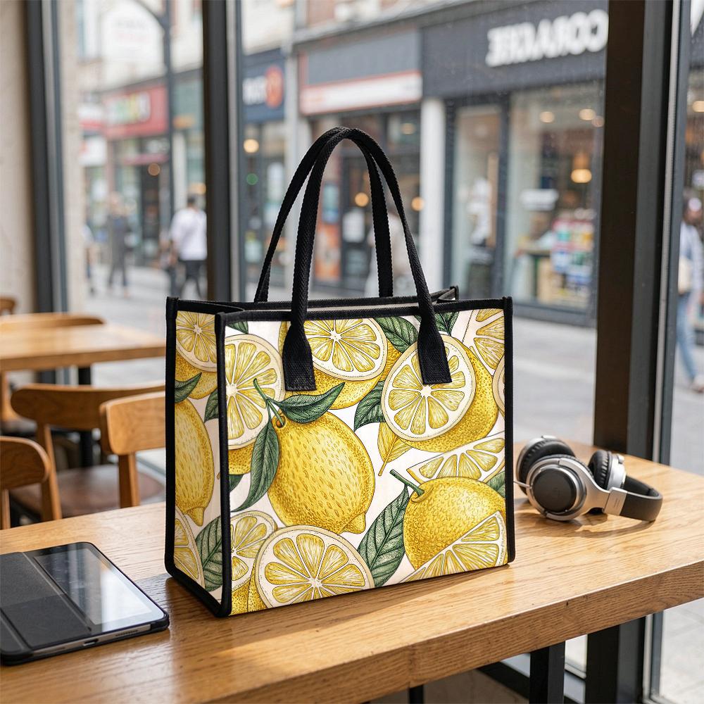 Lemon Print Tote Bag Fashion Casual Handbag for Daily Use Lightweight Reusable Shopping Bag Cute Trendy Women Outdoor Carry Bag