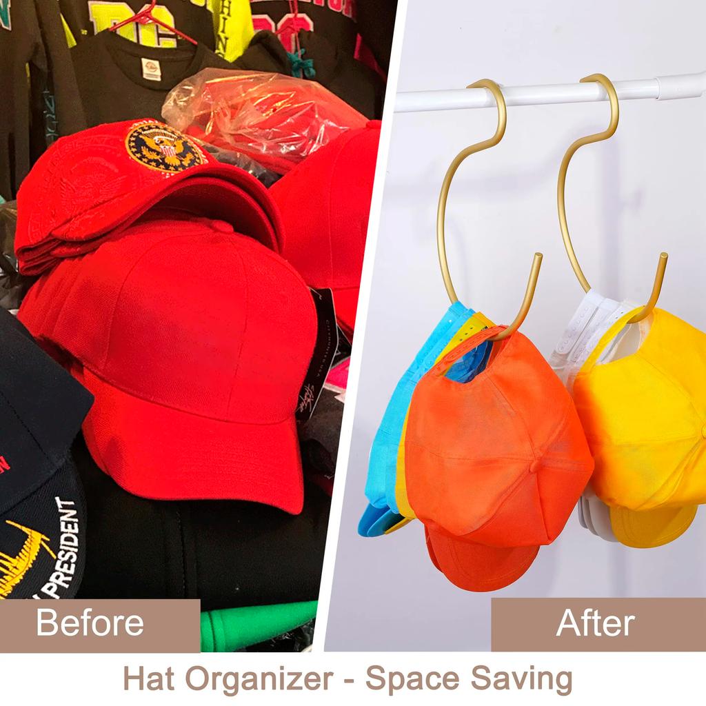 Hat Hooks for Baseball Caps Aluminium Baseball Cap Organizer Hanger Cap Rack Hat Storage Holder for Closet Bedroom Saving Space