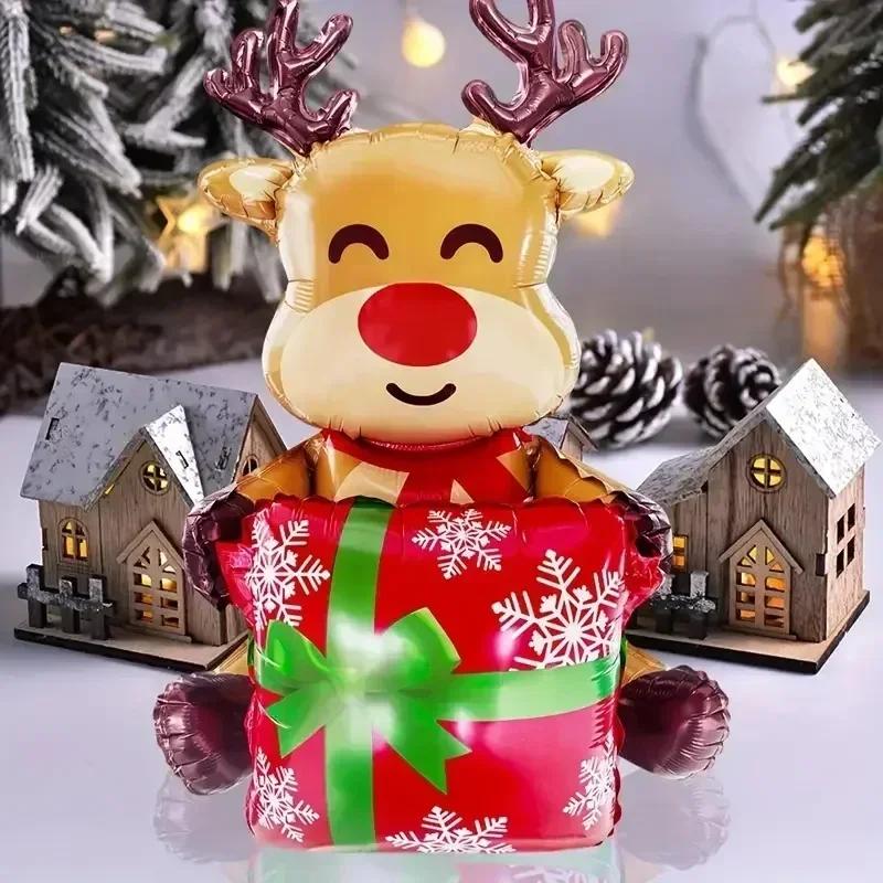 Standing Santa Claus Foil Balloon 2025 Number Balloons Christmas Decoration for Home Navidad New Year Party 2025 Decor Supplies