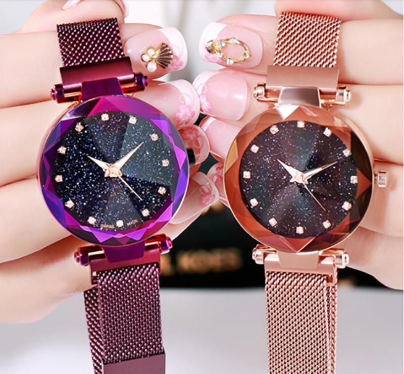 Montre-ceinture de mode pour femme Qualité Supérieure Ciel Étoilé Bracelet Magnétique Acier Inoxydable