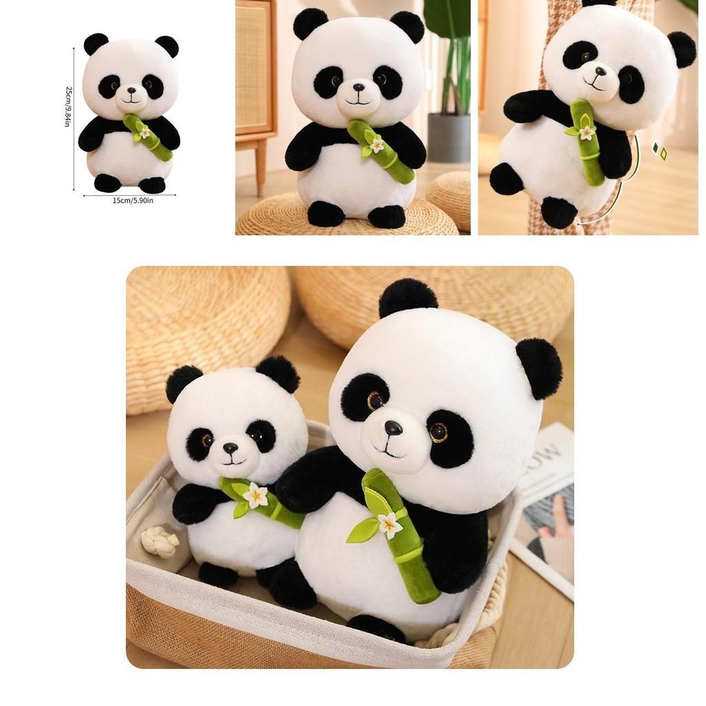 Cute Panda Plush Toy Stuffed Animal Doll Bamboo Shoot Flower Bear Gift For Girls And Kids