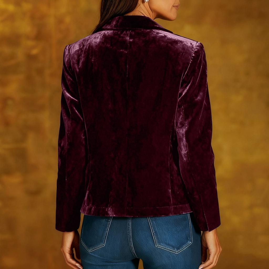 Damen Modische Lässige Einfarbige Retro Langarm Samt Hemd Jacke