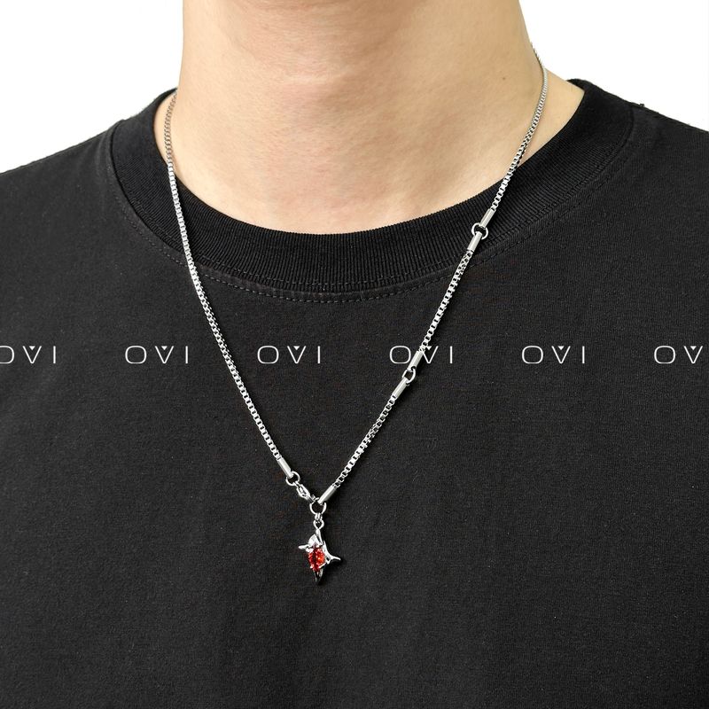 

Ожерелье Ovi Gemini Мужское Ключичное Классное Оригинальное Нишевый Дизайн Аксессуары Подвеска с Цирконом Легче Всего для Сочетания Титановая Сталь Украшение Dopamine color star + red (55cm)