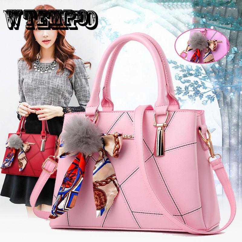 

Женская сумочка Шарф Бант Украшение Волосяной шар Плечо Сумка Дамы Сумка-мессенджер