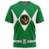 Nueva Camiseta Nostálgica de Tótems de Dinosaurios de Power Rangers para Deporte y Fitness, Talla Grande Holgada, Manga Corta para Adultos y Niños