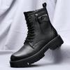 Fashion Men's English Style Thick Sole Design Men Boots Luxury High End Top Layer Leather Brand Famous Chelsea High Quality Casual Boots