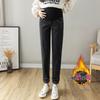 8 Pregnant Women's Velvet Jeans, Winter Dad Pants, Thickened Thermal Belly Support Pants, Casual Trendy Mom Trousers