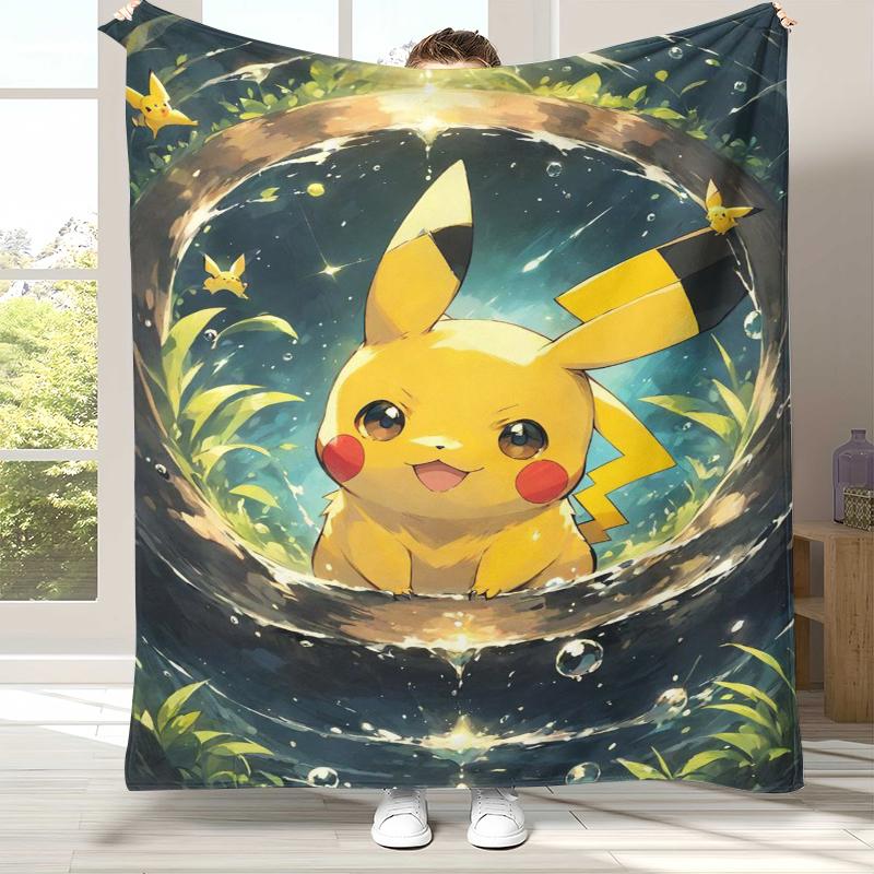 

6 Style Pikachu Pokemon Flannel Blanket,Ultra Soft Warm Plush Throw for Home Bedroom Bed Sofa Cover Office Camping Picnic gift 75x90cm