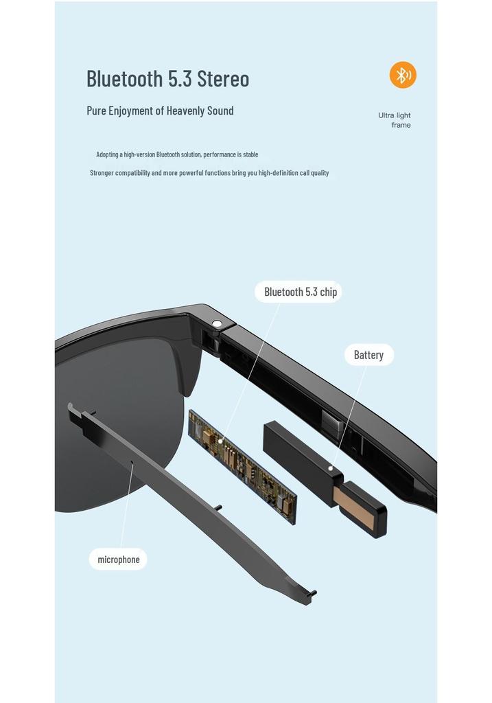 F06 Smart Bluetooth Sunglasses with Touch Control & Earphones for Outdoor Sports & Sun Protection