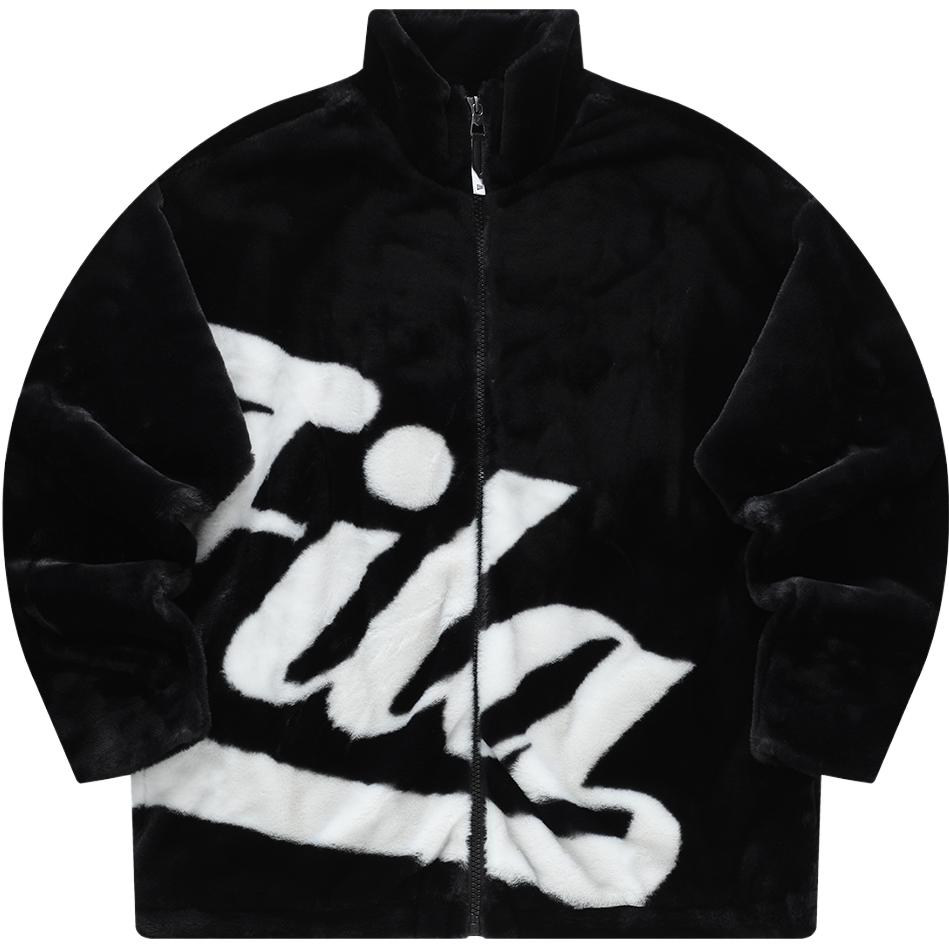 Fila Fusion 2023 Winter Fashion Jacket Retro Color Block Warm Plush Loose Top Men Jackets Black T11U342901F-BK