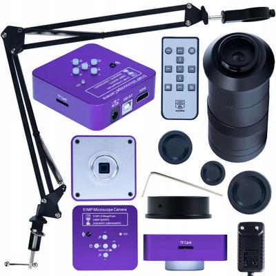 Rosfix Zestaw Kamera Mikroskopowa Puppis Pink PRO KMPPP-HDMI-USB 51MP – Wysoka Jakość Obrazu | Regulowany Wysięgnik | Obiektyw 100x ODM-100X