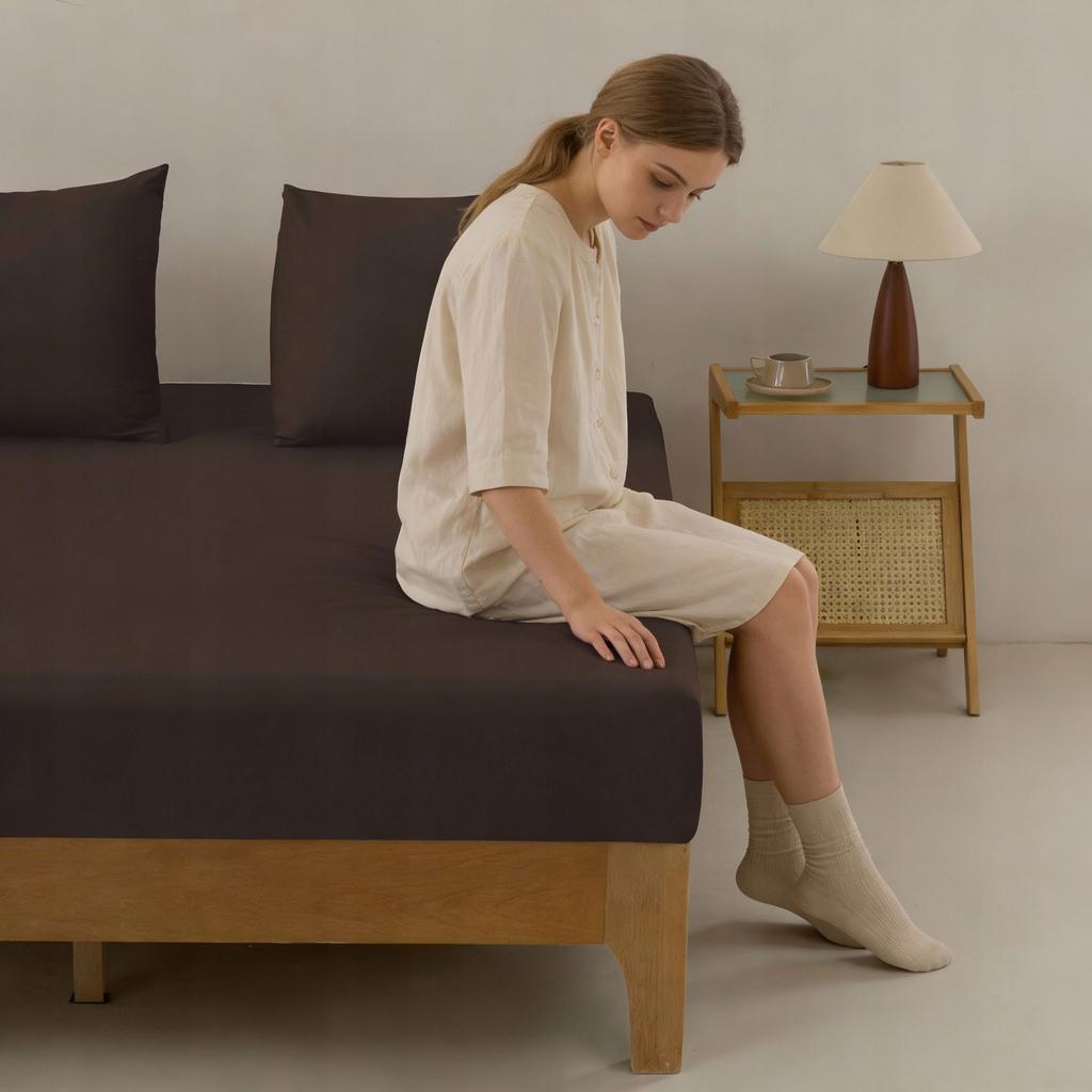 Traditional 100% cotton fitted sheet 200x200 brown