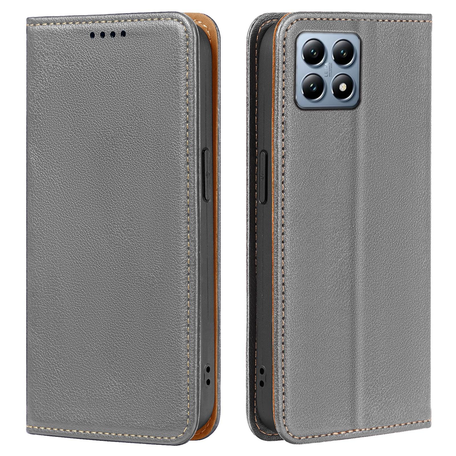 

For Xiaomi 14T Case Wallet RFID Blocking Leather Phone Cover Strong Magnetic Closure Grey