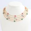 Iced Out Bling Rainbow Colorful Cubic Zirconia CZ Tennis Chain Women Charm Flower Choker Necklace Jewelry collares para mujer